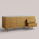 Favera Nine-Drawer Dresser — HONEY / CARRARA