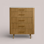 Favera Five-Drawer Dresser — HONEY / CARRARA