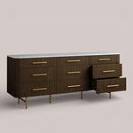 Favera Nine-Drawer Dresser — MOCHA / CARRARA