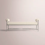 Caloria Fabric Double-Bolster End-of-Bed Bench — FORGED PEWTER / NATURAL / 48