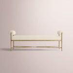 Caloria Fabric Double-Bolster End-of-Bed Bench — FORGED BRASS / NATURAL / 48