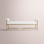 Caloria Fabric Double-Bolster End-of-Bed Bench — FORGED BRASS / WHITE / 48