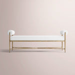 Caloria Fabric Double-Bolster End-of-Bed Bench — FORGED BRASS / WHITE / 60