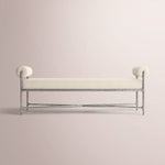 Caloria Fabric Double-Bolster End-of-Bed Bench — FORGED PEWTER / NATURAL / 60