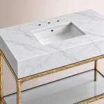 Caloria Extra-Wide Washstand — FORGED BRASS / CARRARA / RECTANGLE