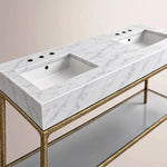 Caloria Double Washstand — FORGED BRASS / Italian Carrara marble / RECTANGLE-72