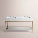 Caloria Double Washstand — FORGED BRASS / Italian Carrara marble / RECTANGLE-60