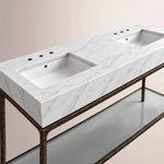 Caloria Double Washstand — FORGED BRONZE / Italian Carrara marble / RECTANGLE-72