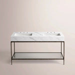 Caloria Double Washstand — FORGED BRONZE / Italian Carrara marble / RECTANGLE-60