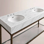 Caloria Double Washstand — FORGED BRONZE / Italian Carrara marble / OVAL-72