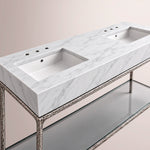 Caloria Double Washstand — FORGED PEWTER / Italian Carrara marble / RECTANGLE-72