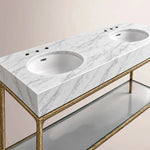 Caloria Double Washstand — FORGED BRASS / Italian Carrara marble / OVAL-72