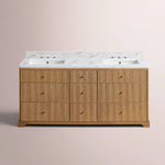 Celorin Reeded Double Vanity — NATURAL OAK / CARRARA / RECTANGLE