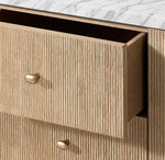 Luvoriel Reeded Double Vanity — GREIGE OAK / CARRARA / RECTANGLE