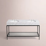 Caloria Double Washstand — FORGED LRON / Italian Carrara marble / OVAL-60