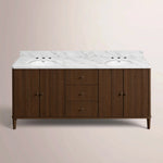 Luvoriel Reeded Double Vanity — BROWN OAK / CARRARA / OVAL