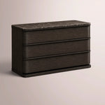 Liromelle Emperador Closed Nightstand — BLACK BRUSHED OAK / BLACK EMPERADOR MARBLE / 38