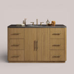 Favera Wide Single Vanity — HONEY / BLUESTONE