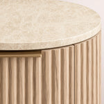 Sopravelle Emperador Closed Bedside Table — LIGHT OAK / CREMAR MARBLE