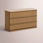 Liromelle Emperador Closed Nightstand — NATURAL BRUSHED OAK / GOLD EMPERADOR MARBLE / 38