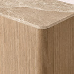 Liromelle Emperador Media Console — LIGHT BRUSHED OAK / CREMA EMPERADOR MARBLE / 4-DOOR 60