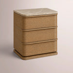 Liromelle Emperador Closed Nightstand — NATURAL BRUSHED OAK / GOLD EMPERADOR MARBLE / 20