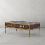 Thaddeus Vintage Leather Square Coffee Table