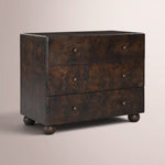 Alvory 3-Drawer Nightstand — DARK BROWN BURL