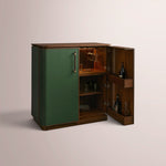 Brevan Bar Cabinet — WALNUT & FOREST GREEN