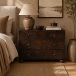 Alvory 3-Drawer Nightstand — DARK BROWN BURL