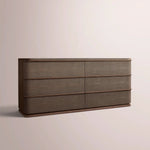 Liromelle Shagreen Drawer Dresser — MOCHA SHAGREEN/BROWN BRUSHED OAK / 6-DRAWER 72