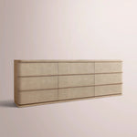 Liromelle Shagreen Drawer Dresser — TAUPE SHAGREEN/GREIGE BRUSHED OAK / 9-DRAWER 90