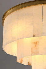 Rectangular Alabaster Tiered Round Chandelier