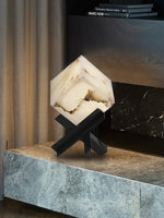 Modern Alabaster Cube Table Lamp — image 3