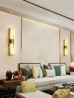 Modern Alabaster Cuboid Copper Wall Lamp