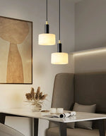 Modern Cylindrical Alabaster Pendant Light — image 7