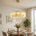 Rectangular Alabaster Round Chandelier