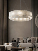 Rectangular Alabaster Round Chandelier