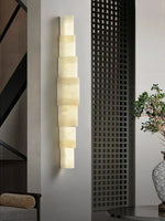 Semi Cylindrical Alba Cascade Alabaster Wall Sconce