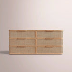Trevia 6-Drawer Dresser — NATURAL OAK / CANE