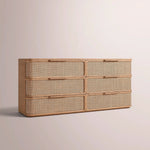 Trevia 6-Drawer Dresser — NATURAL OAK / CANE