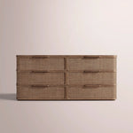 Trevia 6-Drawer Dresser — BROWN OAK / CANE