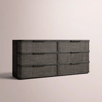 Trevia 6-Drawer Dresser — BLACK OAK / CANE