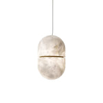 Alabaster Capsule Shaped Oval Pendant Lamp — image 1