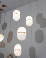 Alabaster Capsule Shaped Oval Pendant Lamp — image 8