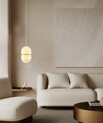 Alabaster Capsule Shaped Oval Pendant Lamp — image 25