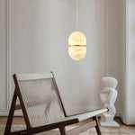Alabaster Capsule Shaped Oval Pendant Lamp — image 3