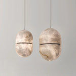 Alabaster Capsule Shaped Oval Pendant Lamp — image 30