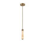 Alabaster Column Spiral Brass Chandelier