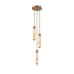 Alabaster Column Spiral Brass Chandelier